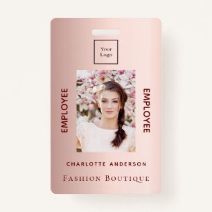 Rose gold employee photo luxurious business logo ID badge