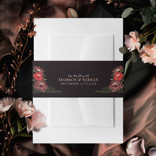 Rose Gold Enchanted Garden Floral Wedding Invitation Belly Band