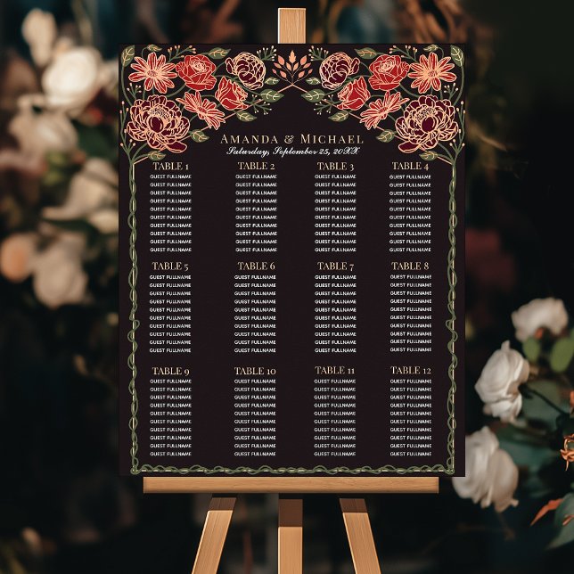 Rose Gold Enchanted Garden Wedding Seating Chart (Creator Uploaded)
