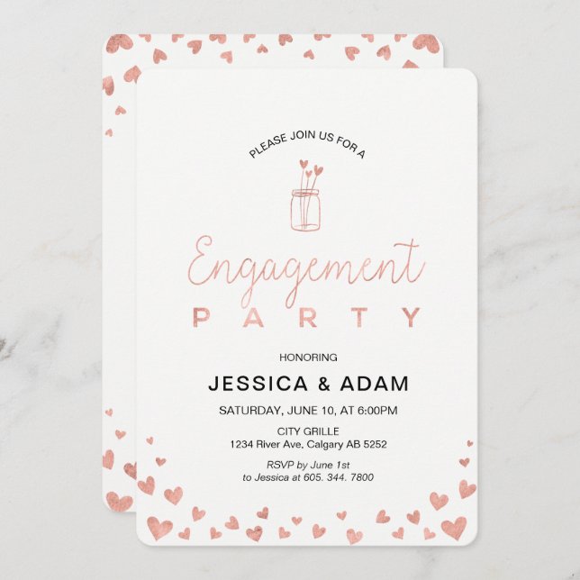 Rose Gold Engagement Party Invitation (Front/Back)