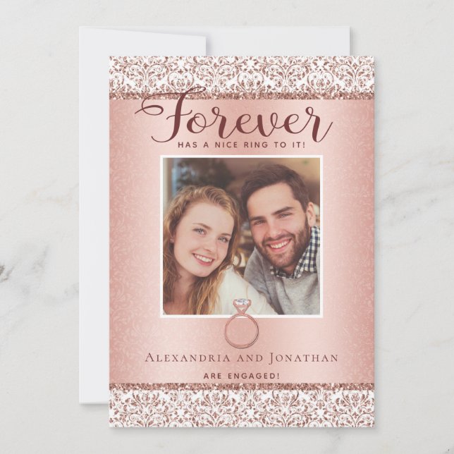 Rose Gold Engagement Photo Announcement (Front)