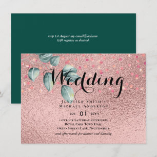 Rose Gold Eucalyptus Leaves Foil Look WEDDING