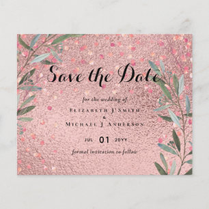 Rose Gold Eucalyptus Leaves Foil Look WEDDING