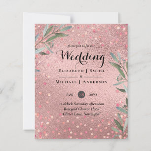 Rose Gold Eucalyptus Leaves Foil Look WEDDING