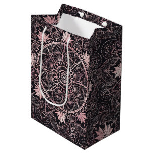 Rose Gold Eye Mandala Black Design Medium Gift Bag