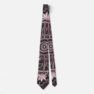 Rose Gold Eye Mandala Black Design Tie