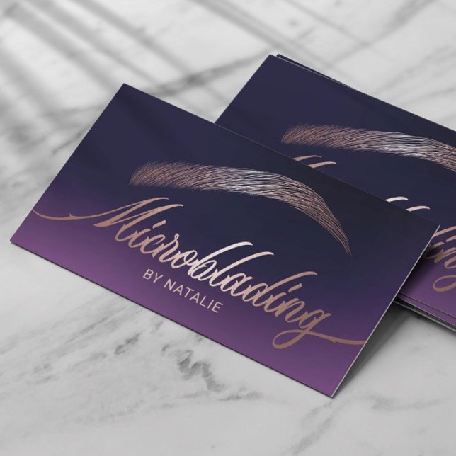 Rose Gold Eyebrow Salon Microblading Purple Business Card (Creator Uploaded)