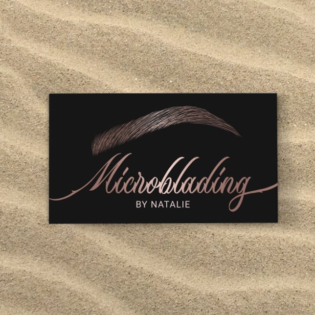 Rose Gold Eyebrow Salon Microblading Typography Business Card (Creator Uploaded)