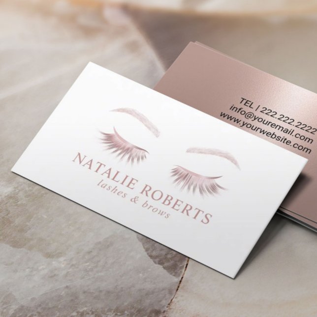 Rose Gold Eyelash Beauty Salon Makeup Artist Business Card (Creator Uploaded)