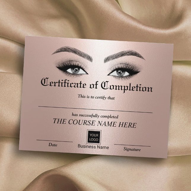 Rose Gold Eyelash Certificate of Completion Award (Creator Uploaded)