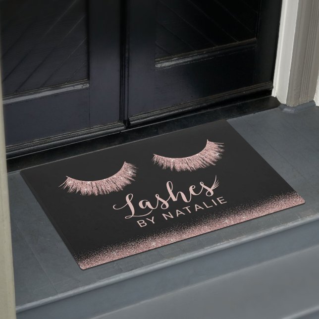 Rose Gold Eyelash Extensions Beauty Salon Doormat (Creator Uploaded)