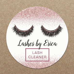 Rose Gold Eyelash Extensions Lash Cleaner Classic Round Sticker