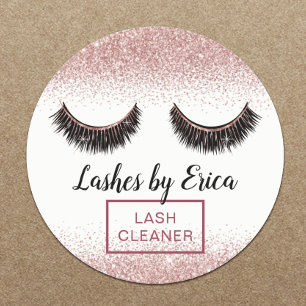 Rose Gold Eyelash Extensions Lash Cleaner Classic Round Sticker