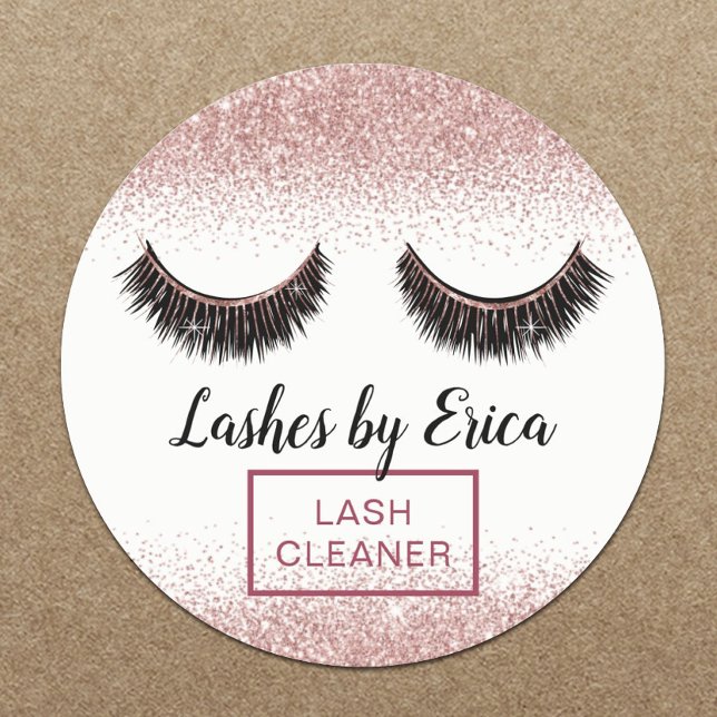 Rose Gold Eyelash Extensions Lash Cleaner Classic Round Sticker (Creator Uploaded)
