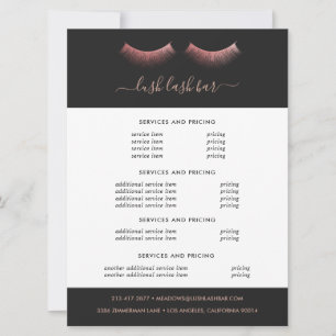 Rose Gold Eyelashes Floral Pricing Flyer