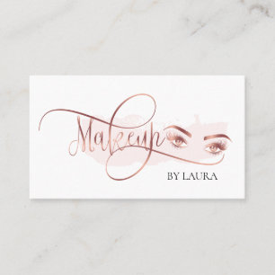 Rose gold eyes lashes makeup artist lash extension business card