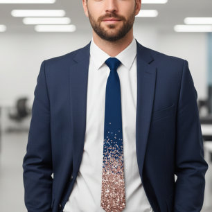 Rose Gold Fading Waterfall Ombre Glitter look Neck Tie