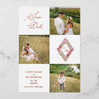 Rose Gold Fancy Modern Collage 3 Photos Wedding