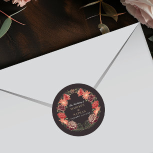 Rose Gold Fantasy Enchanted Floral Garden Wedding Classic Round Sticker