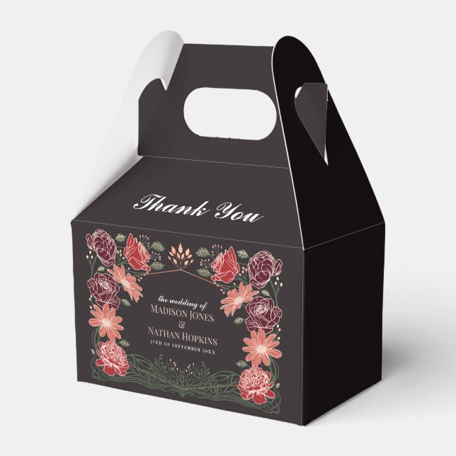 Rose Gold Fantasy Enchanted Floral Garden Wedding Favour Box (Front Side)
