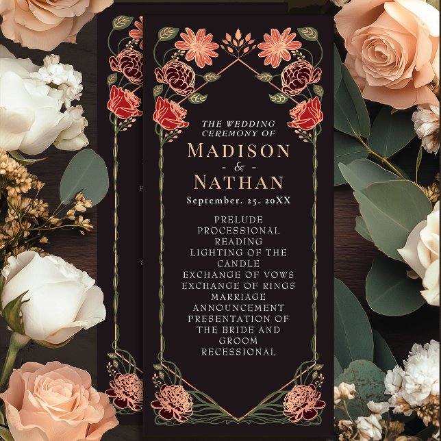 Rose Gold Fantasy Enchanted Garden Wedding Program Programme (Creator Uploaded)