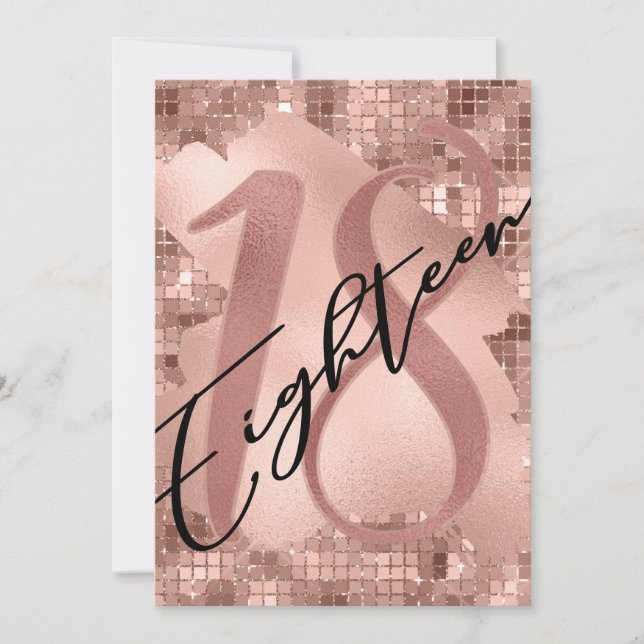 Rose Gold Faux Foil 18th Birthday Invitation (Front)