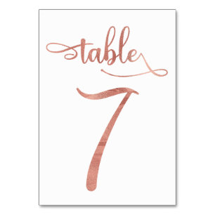Rose Gold faux foil 3.5x5 table number   Table 7
