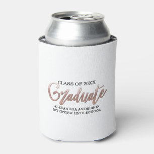 Rose Gold Faux Foil Graduation Any Color Bckground Can Cooler