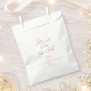 Rose Gold Faux Foil Love is Sweet Take a Treat Favour Bags