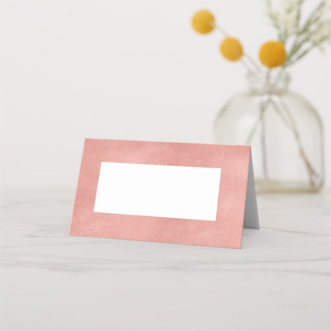 Rose Gold Faux Foil Modern Folded Place Card (Front)