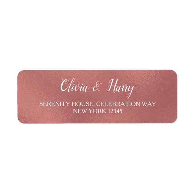 Rose Gold Faux Foil Wedding Return Address Labels (Front)