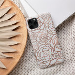 Rose Gold Faux Foil | White Floral Lattice Case-Mate iPhone 14 Case<br><div class="desc">Dress your phone up in gleaming faux rose gold foil! Phone case features a floral lattice pattern of roses and camellias in rose gold foil effect on a crisp,  clean white background. PLEASE NOTE: foil is a printed image.</div>