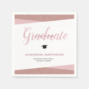 Rose Gold Faux Glitter class of 2022 Graduation Napkin
