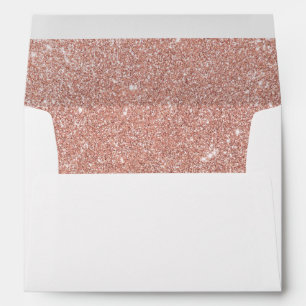 Rose gold faux glitter lined envelope