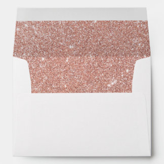 Rose gold faux glitter lined envelope