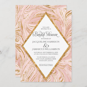 Rose Gold Faux Glitter Marble Blush Bridal Shower Invitation