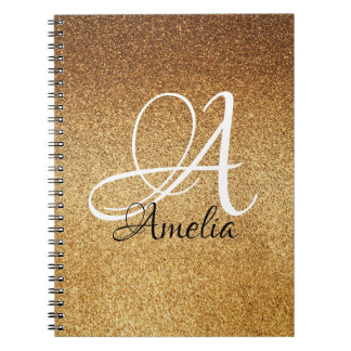 Rose Gold Faux Glitter Personalised Notebook