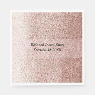 Rose Gold Faux Glitter Pink Band Napkin