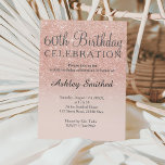 Rose gold faux glitter pink ombre 60th birthday invitation<br><div class="desc">A modern,  original and simple faux rose gold glitter ombre 60th birthday invitation on a fully customisable blush pink colour background. Sixtieth!</div>