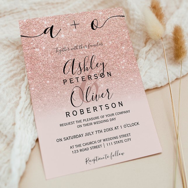 Rose gold faux glitter pink ombre budget wedding (Rose gold faux glitter pink ombre budget wedding)