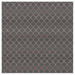 Rose gold faux glitter quatrefoil pattern fabric
