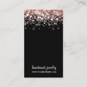 Rose Gold Faux Glitter Signature Earring Display Business Card