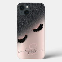 Rose Gold Faux Lashes Black Glitter Ombre 