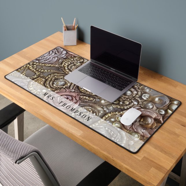 Rose Gold Faux Leather Personalised Desk Mat (Office 2)
