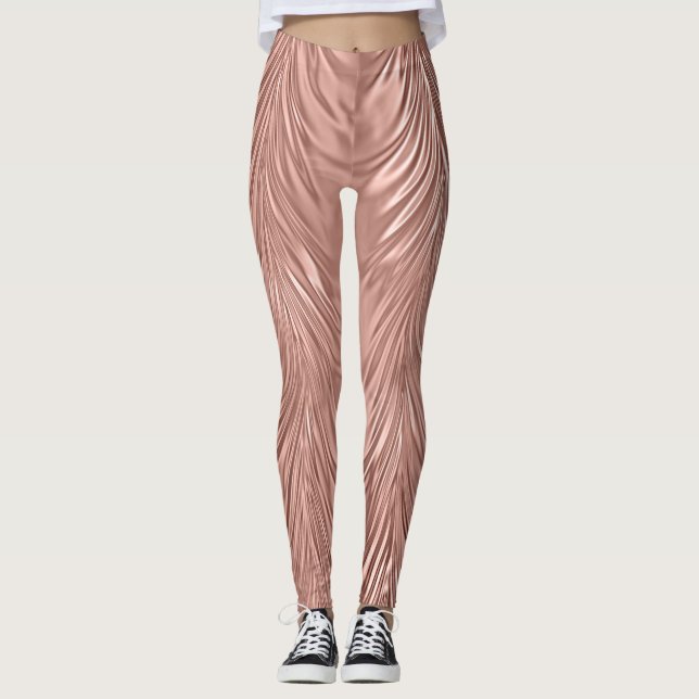 Rose Gold Faux Metallic Swirl Leggings (Front)