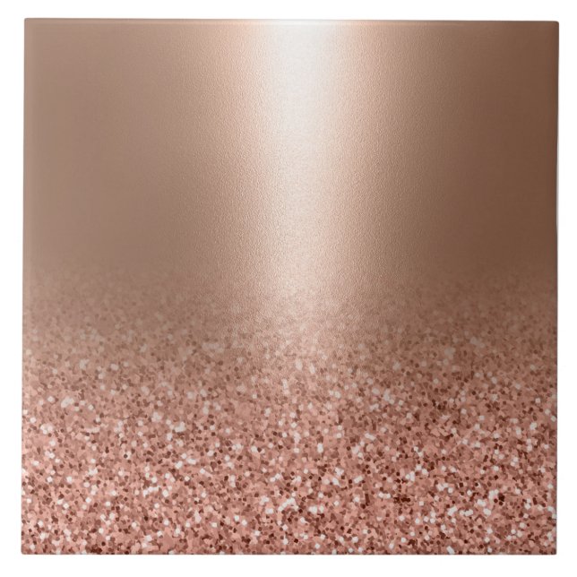 Rose Gold Faux Pink Glitter Tile (Front)