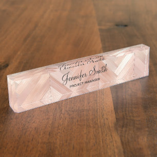 Rose Gold Faux Wood Pattern Nameplate