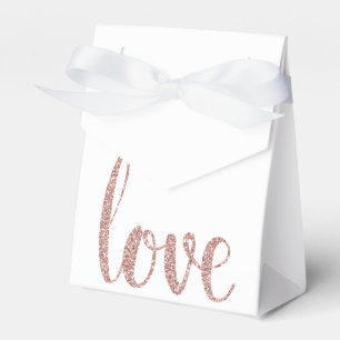Rose gold favour boxes, love, glitter font favour box