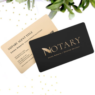 Rose Gold Feather Pen Logo N Notary QR Code Business Card