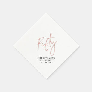 Rose Gold Fifty Modern Adult 50th Birthday Party Napkin